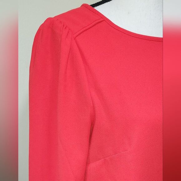 J.Crew size 6 red Long-Sleeve Shift Dress in Everyday Crepe MSRP $118. - Picture 2 of 7